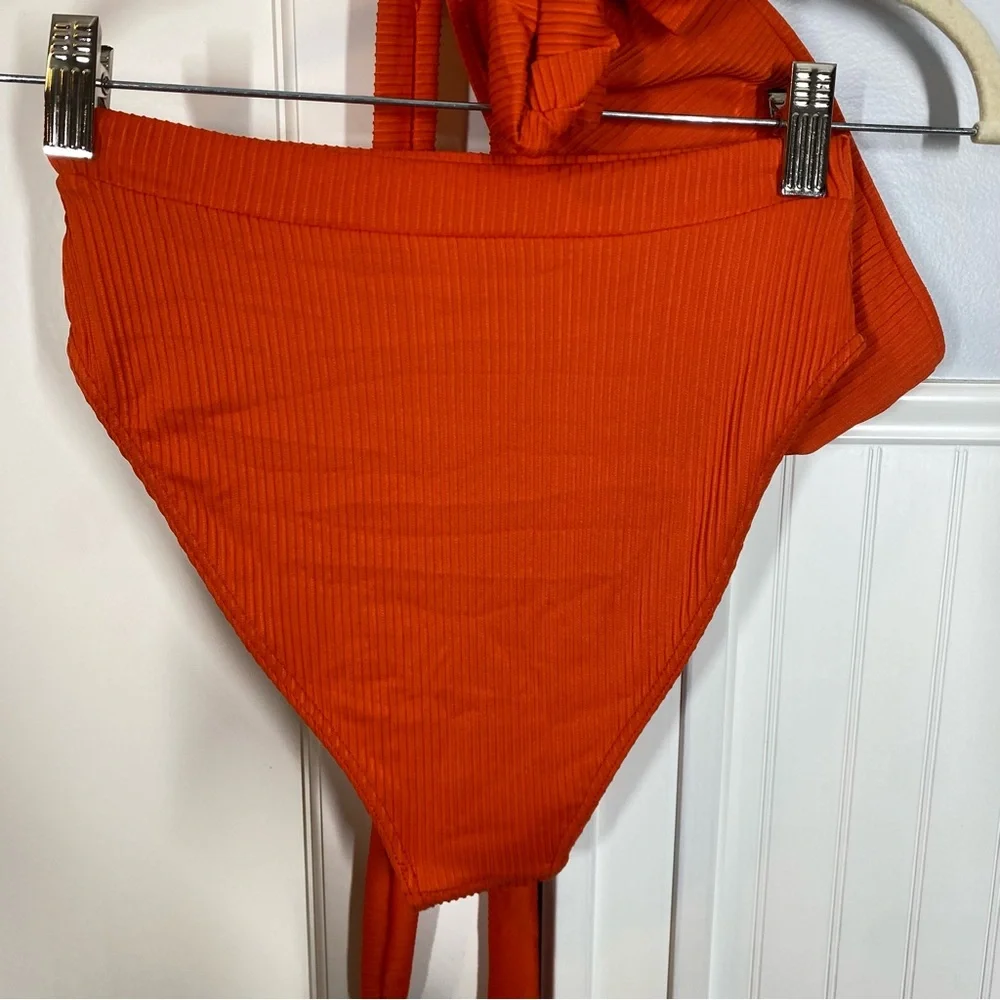 Monday Swimwear Bikini SET Santorini Top Red Rib & Riviera Bottom Retired‎ HTF